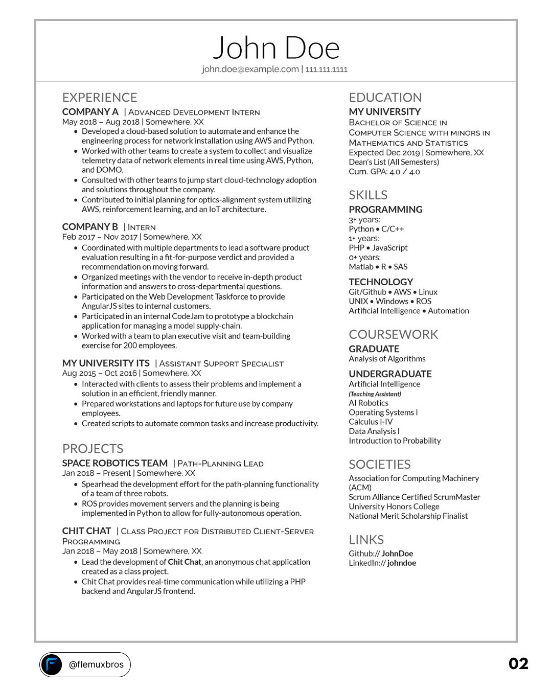 Deedy Resume Reversed Preview
