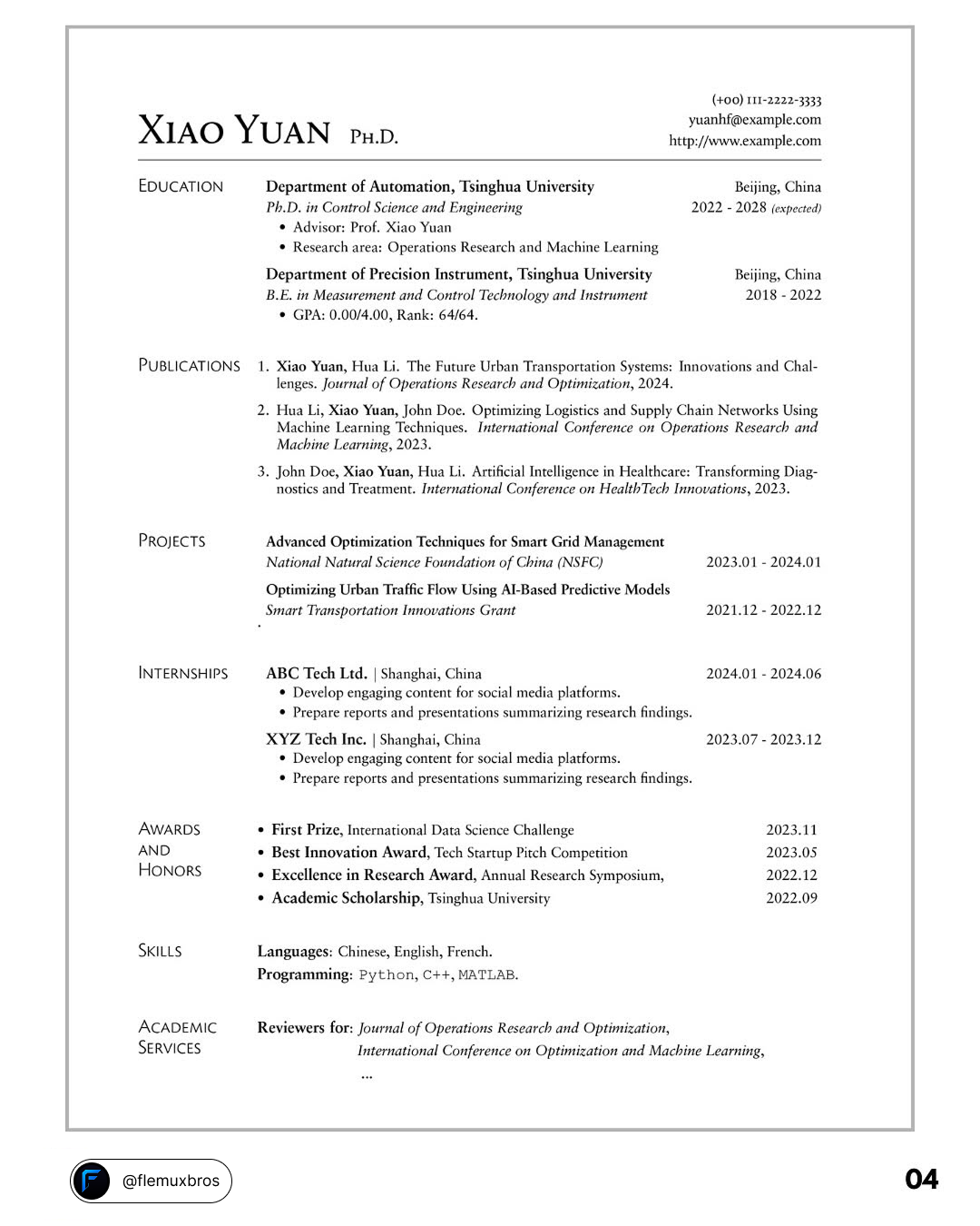 Yuan's Resume Template Preview